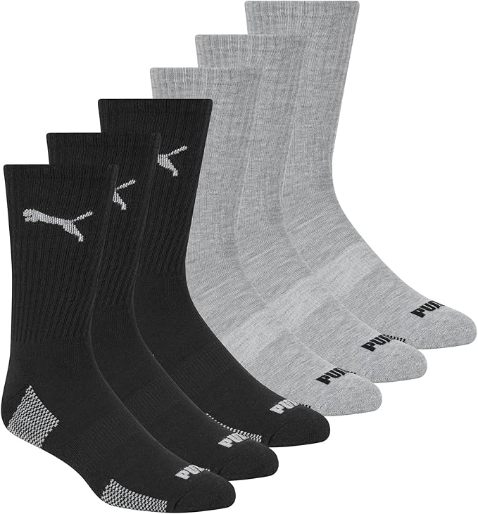 PUMA mens 6 Pack Crew Socks