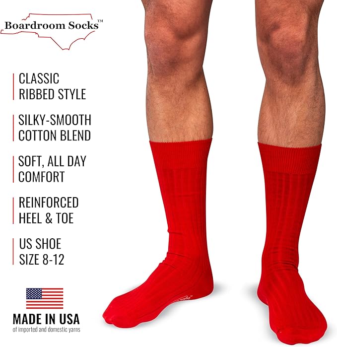 Cotton Dress Socks for Men – Comfortable Men’s Executive Socks – Classic Mid-Calf Dress Socks by Boardroom Socks