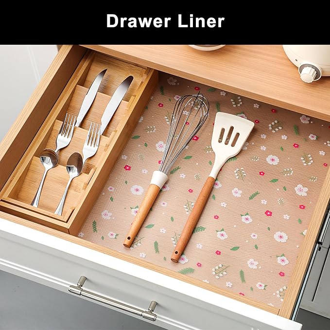 Cooyes Shelf Liner – Premium Non-Adhesive Cabinet & Drawer Liner for Kitchen – Waterproof Shelf Paper with Modern Pattern – Durable EVA Cabinet Mat – Easy to Cut