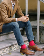 Feraricci Solid Color Casual Dress Socks for Men - Colorful & Comfortable Crew Socks