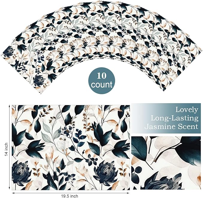 10 Sheets Drawer Liners for Dresser Scented Drawer Liners Non Adhesive Scented Paper for Fragrant Home Shelf Closet(Linen,Dark Style)