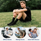 BISOUSOX Merino Wool Socks for Men, Thin Wool Socks Mens Black Dress Sock Crew Calf Long Tube Boot Size 9-12