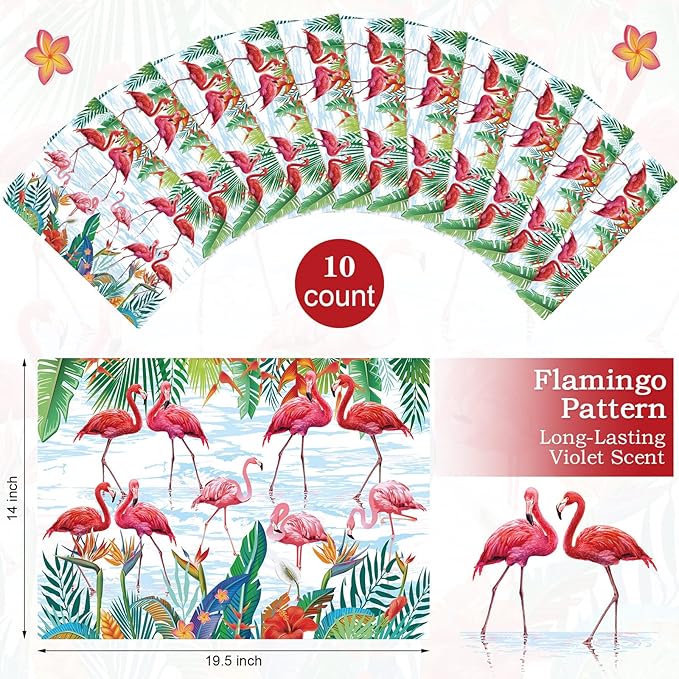 10 Sheets Drawer Liners for Dresser Scented Drawer Liners Non Adhesive Scented Paper for Fragrant Home Shelf Closet(Violet Scent,Flamingo)