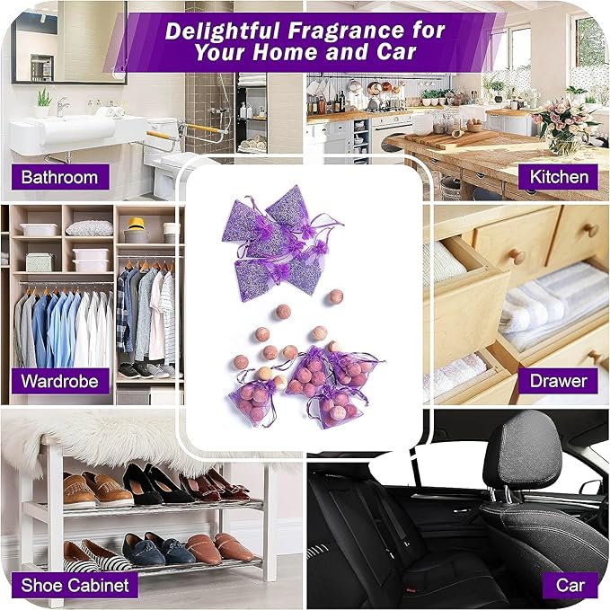 Pack of 36 Lavender Cedar Sachets Bag - 24 Lavender, 12 Cedar for Closet, Drawer, Dresser, Wardrobe and More, LV-D-LC-2