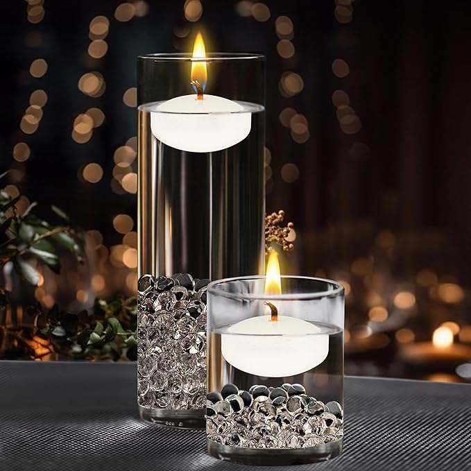 Mega Candles 12 pcs Unscented Off White Floating Candles, Hand Poured Wax Candle 2 Inch Diameter, Home Décor, Wedding Receptions, Centerpieces, Occasions, Events, Festivities, Meditations, Spas