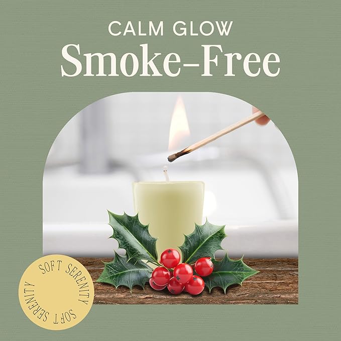 Mister Candle Handmade Scented Votive Candles, Holiday & Christmas Candle Collection with Essential Oils, 15 Hour Burn Time Each, Assorted 3 of Each Scent, (Mistletoe, Holly Berry & Bayberry)