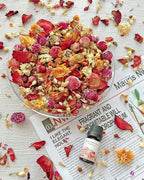 Fall Potpourri Bowl Filler, Rose Scented Potpourri Dried Flowers with Rose, Calendula, Chamomile, Jasmine, Lily, Peony,Albizia,Gomphrena, Pink Decorative Bowl Filler for Home Fragrance, Hostess Gift
