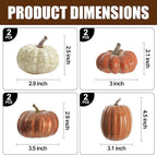 Artgar Pumpkin Decor, 8 PCS Halloween Pumpkin, Metal Cracked Design Foam Pumpkins for Halloween Thanksgiving Fall Home Table Indoor Outdoor Decorations