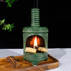 Handmade Ceramic Palo Santo Holder & Mini Chiminea Incense Dish-Perfect for Palo Santo Sticks, Altar，Sage, and Cone Burning-Zen Decor for Energy Cleansing, Yoga, Meditation & Aromatherapy