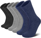 6 Pairs Merino Wool Socks for Men Thick Warm Thermal Winter Striped Dress Hiking Crew Men Socks Size 9-14