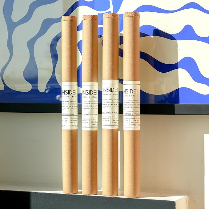 Leather & Wood Incense Sticks – 11 Inch Bamboo and Natural Wood Blend – Clean-Burning, Low Smoke – 1 Hour Burn Time – 20 Sticks.