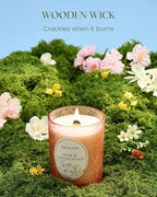 M&SENSE Rose Sandalwood Scented Candle, Wooden Wick Candle with Lid, 100 Hours Long Burning Natural Soy Wax 18oz, Stress Relief Meditation Air Purifying Home Fragrance,Housewarming Gifts for Her Him