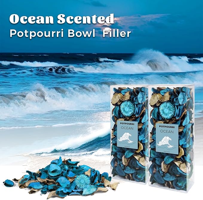 STRN Natural Dried Flower Ocean Sachets (2-Pack), Potpourri Vase Filler Long-Lasting Fragrance Potpourri Bags for Closet, Drawer, Car & Home, Reusable Scented Sachet Gift Set