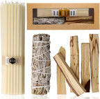 Danilovo Smudging Kit – 5 Palo Santo Sticks, 1 White Sage Smudge Stick and 50 pcs Beeswax Taper Candles Set for Meditation, Cleansing, and Spiritual Practices, Handcrafted, Eco-Friendly