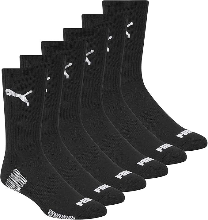 PUMA mens 6 Pack Crew Socks