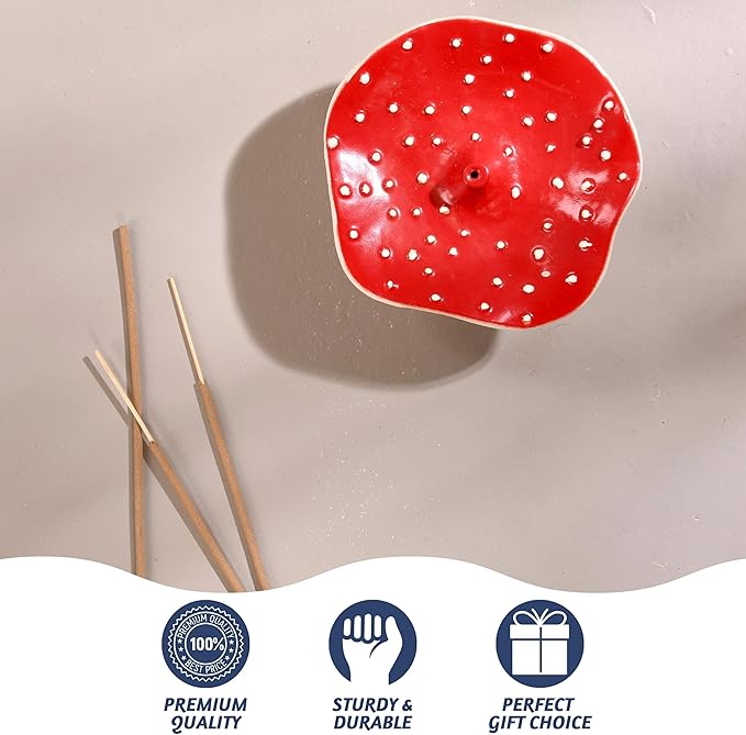 Folkulture Mushroom Incense Holder for Sticks and Table Decor, Aluminium Ash Catcher for Gifting