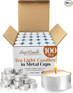 100 Pack Tealight Candles in Metal Cups - Clean, White Unscented with 4.5 Hour Long Burning Time - Votive Candles Bulk for Romantic Dinner, Weddings, Spa & Hotels by PARNOO