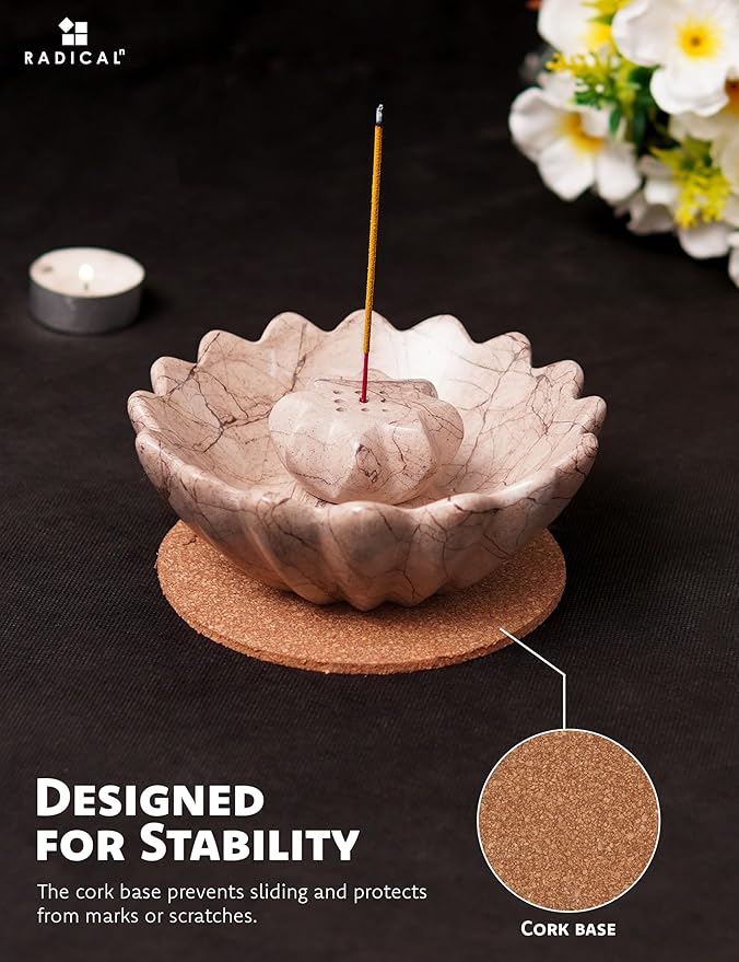 Radicaln Marble Incense Holder Marinara 5.5" Inches Handmade Incenses Holder for Sticks with 9 Incenses Holes - Ideal Incens Burner for Spiritual Decor