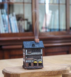 Ceramic Houses Collection - Collectible Handmade Miniature of Creperie in Mont St. Michel, France - Cone Incense Holder R325