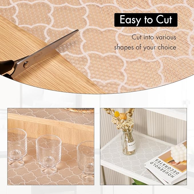 Cooyes Shelf Liner – Premium Non-Adhesive Cabinet & Drawer Liner for Kitchen – Waterproof Shelf Paper with Modern Pattern – Durable EVA Cabinet Mat – Easy to Cut