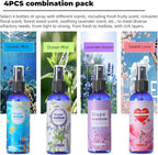 Natural Bedroom Linen Spray Scented Room Mist with Plant Extracts Long Lasting Freshness for Sheets, Pillows & Curtains – 4oz（4Bottle）