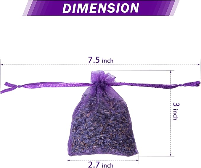 French Lavender Sachets for Drawers and Closets Fresh Scents, Set of 48, Home Fragrance Sachet for Closets and Drawers, Purple, LV-C-48-1
