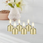 Mega Candles 12 pcs Unscented Gold Votive Candles, Hand Poured Wax Candle 10 Hours 1.38 Inch x 1.5 Inch, Home Décor, Wedding Receptions, Centerpieces, Occasions, Events, Meditations, Holders