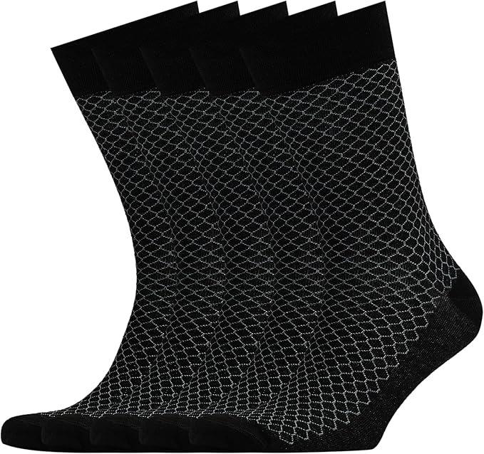 VRD Men’s Dress Socks, Bamboo 5-Pack Mens Socks, Mid Calf Length, Crew Socks Gift for Men Shoe Size 8-13