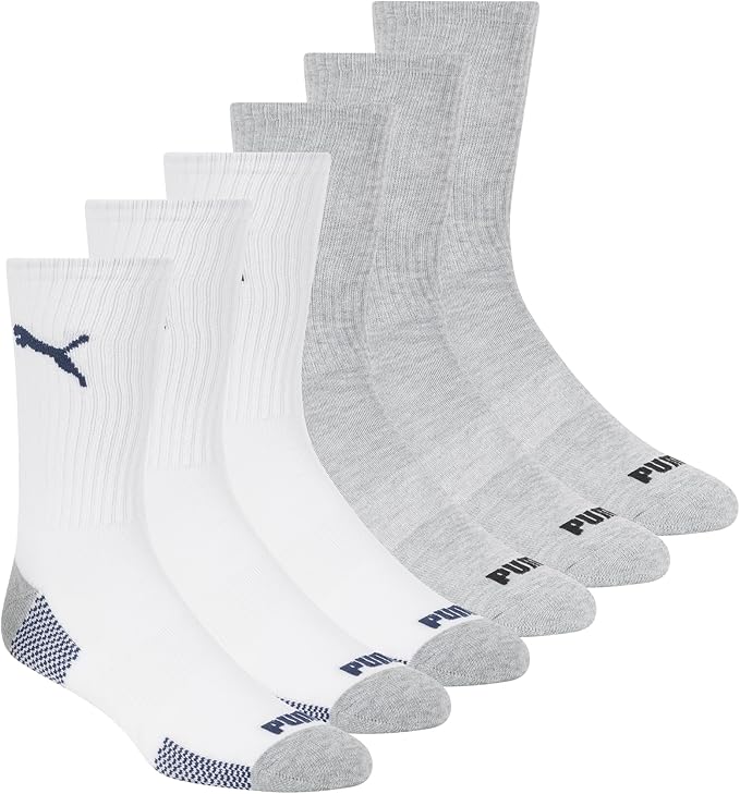PUMA mens 6 Pack Crew Socks