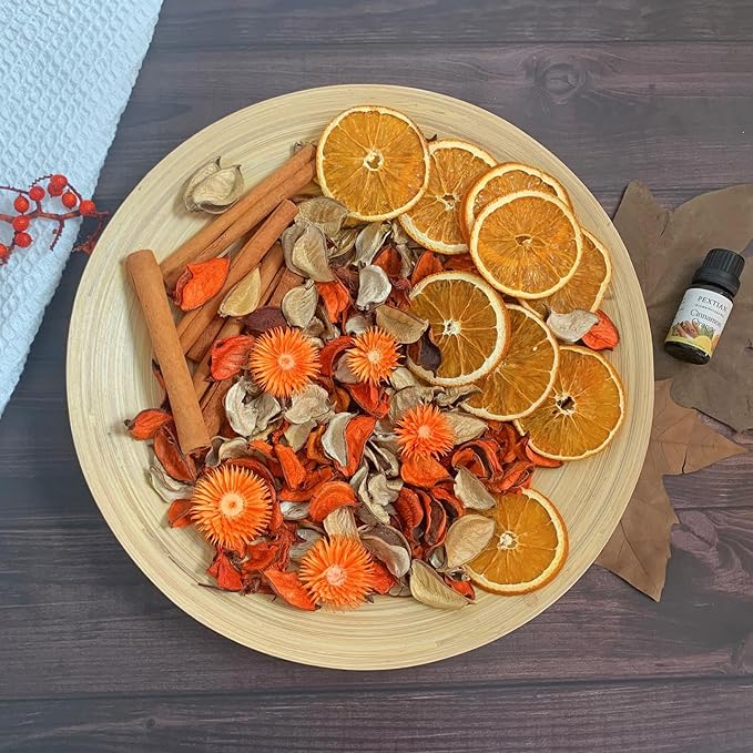 Fall Potpourri Bowl Filler - Dried Orange Slices & Cinnamon Sticks, Decorative Bowl Vase Filler, Orange Scented Potpourri Dried Flowers, Autumn popurri Bags for Harvest Farmhouse Decor Hostess Gift