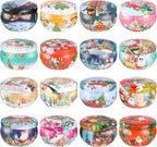 16 Pack Christmas Scented Candles Gift Set 2.5oz Strong Fragrance jar Candles Natural Soy Wax Candles Portable Travel Tin Jar Candles Gifts for Home Scented Decoration Birthday Valentine'sDay