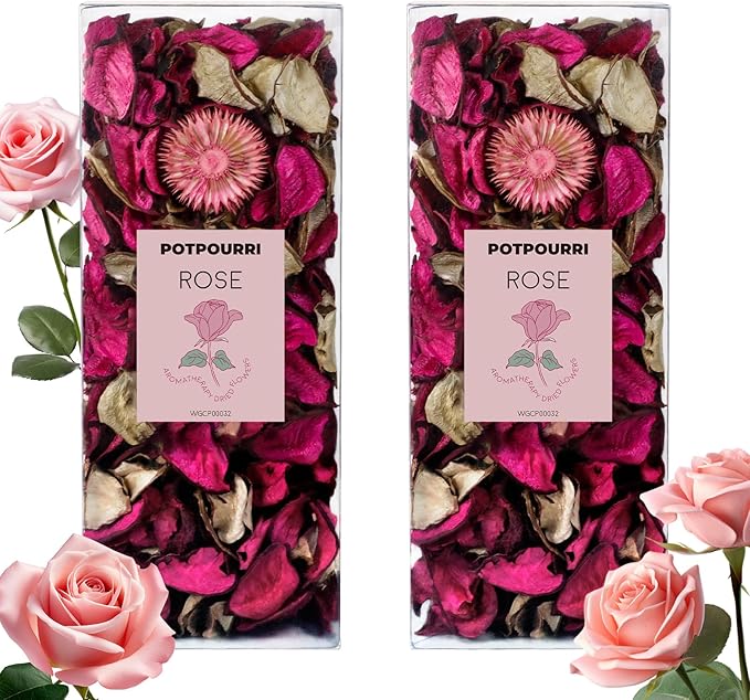 SCENTORINI Potpourri Bags, Potpourri Vase Filler, 10.44 oz Rose Scented Bowl Fillers for Home Decor, Dried Flower for Coastal Bathroom Beach Decor