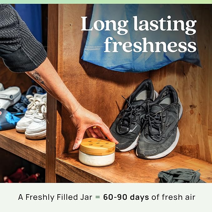 Azuna Air Freshener & Odor Eliminator for Strong Odor | 1 Room Kit Includes (1) Empty Luxe Glass Jar & 8oz Refill with Tea Tree Essential Oil Gel | Natural Scent | Last 60-90 Days