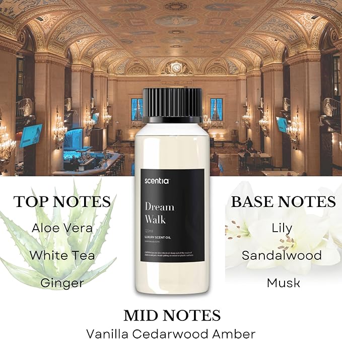 Hotel Diffuser Oil - 120 ml 4.06 fl oz - Fragrance Oil Blend with White Tea,Natural Home Fragrance and Hotel Scent for Diffusers & Machines -Dream Walk