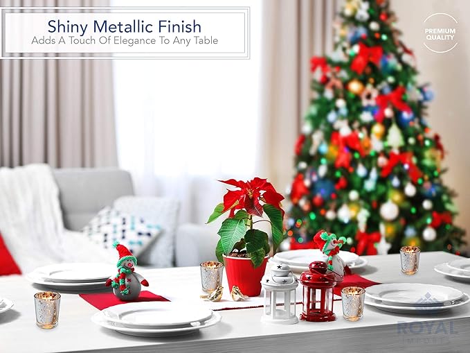 Royal Imports Silver Mercury Glass Votive Candle Holder, Table Centerpiece Tealight Decoration for Elegant Dinner, Party, Wedding, Holiday, Set of 36 (Unfilled)