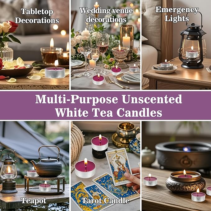 Purple Tea Lights Candles Bulk - 25Pcs MAQIHAN Tea Candles Mini Votive Mini Candle with Cotton Wick for Home Decoration,Pool,Shabbat,Wedding,Emergencies