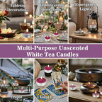 Purple Tea Lights Candles Bulk - 25Pcs MAQIHAN Tea Candles Mini Votive Mini Candle with Cotton Wick for Home Decoration,Pool,Shabbat,Wedding,Emergencies