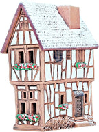 Ceramic Houses Collection - Handmade Miniature of Historic Winery in Bernkastel-Kues, Germany - Candle, Cone Incense Holder R255, Winter Edition