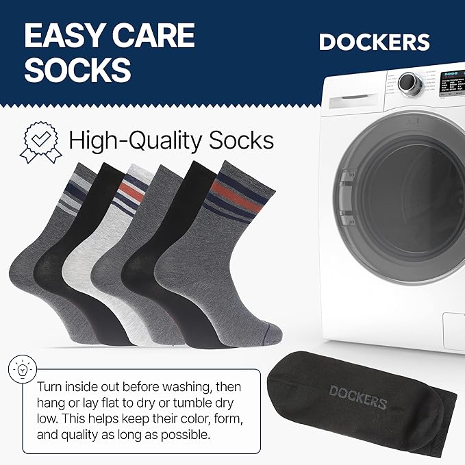 DOCKERS Men's Performance Socks - 3-Pairs and 6-Pairs Athletic and Dress Crew Socks for Men