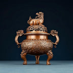 Top Brass Incense Burner & Holder Censer - Handmade for Home Decor, Meditation Decor, Spiritual Gifts, Zen Decor, Suitable for Incense Coil and Incense Cones,Chinese New Year Decoration (Large)