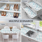 Drawer and Shelf Liner, Non-Slip Kitchen Cabinet Liners Non-Adhesive Thick Strong Grip Waterproof Washable Mats Protect Dresser Shelves Cupboard Bathroom Cabinets, Spiral, 24 in X 10 FT