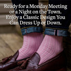 Merino Wool Mid-Calf Dress Socks for Men, Ribbed Dress Socks