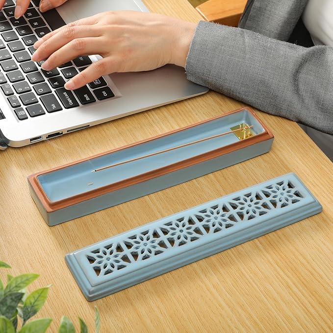 Incense Holder for Sticks，Ceramic Insence-Stick Holder Ash Catcher，Incense Holder Timkburner for Meditation Yoga Spa Room Decor