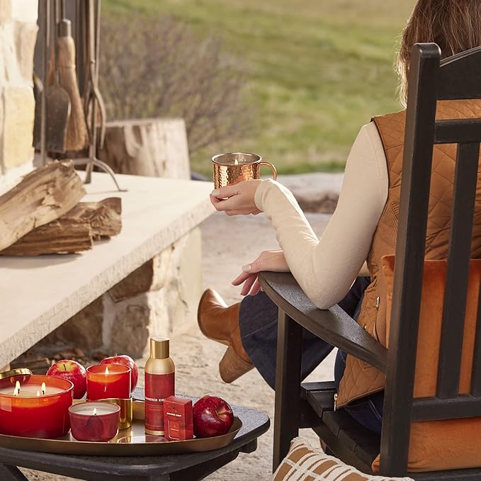 Thymes Simmered Cider Copper Candle - Warm & Spicy Apple Scented Candles for Home - Notes of Apple, Clove, and Cardamom - Luxury Gifts for Women & Men - Fall Decor (Copper Cup, 10 oz)