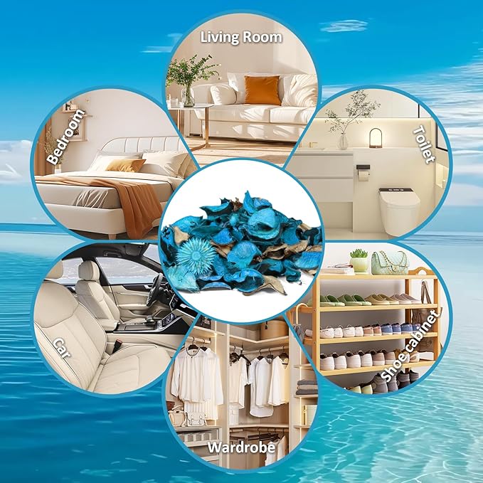 STRN Natural Dried Flower Ocean Sachets (2-Pack), Potpourri Vase Filler Long-Lasting Fragrance Potpourri Bags for Closet, Drawer, Car & Home, Reusable Scented Sachet Gift Set