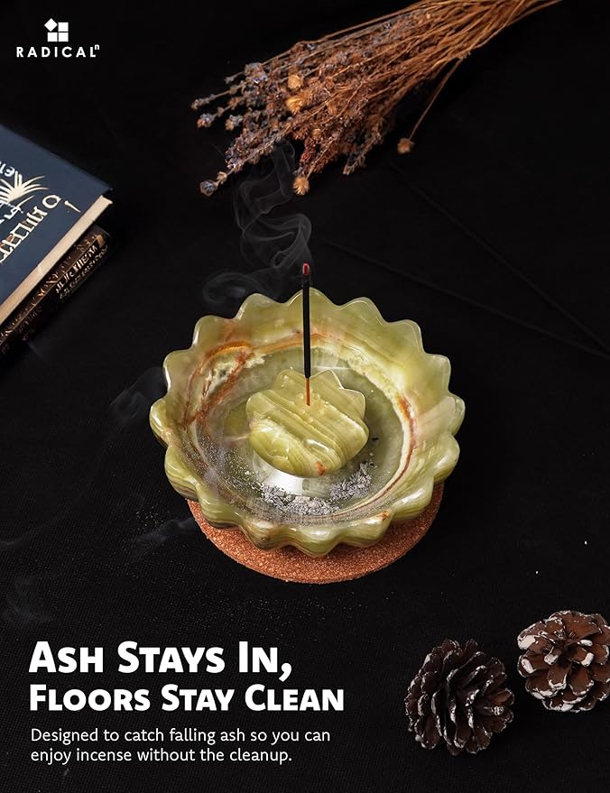 Radicaln Marble Incense Holder 5.5" Inches Green Handmade Palo Santo Stick for Home Décor, Modern Incense Holder for Sticks, Citronella incenses Stick for Room & Office Aromatherapy