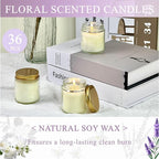 ACITHGL 36 Pcs 4oz Mini Mason Jar Candles Small Scented Candles Bulk Aromatherapy Ideal Souvenir Favors for Wedding Birthday Party (Freesia, Lavender, Jasmine, Gold)