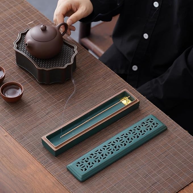 Incense Holder for Sticks，Ceramic Insence-Stick Holder Ash Catcher，Incense Holder Timkburner for Meditation Yoga Spa Room Decor