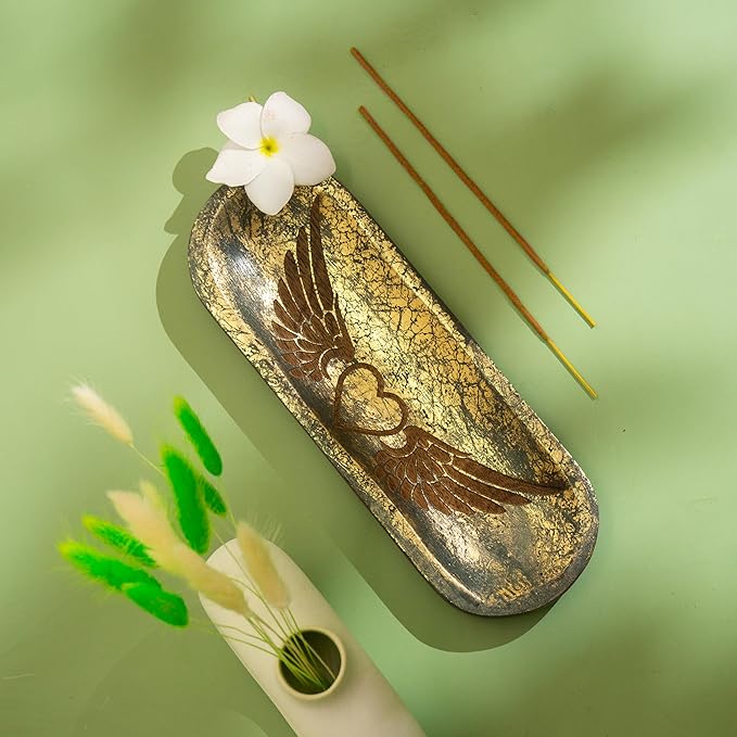 raajsee Incense Holder Hand Carved-Incense Burner Holder –Ash Catcher - Incense Stick Holder - Meditation & Yoga - Great Gift for Any Occasion Size 11x4 inch