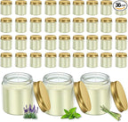 ACITHGL 36 Pcs 4oz Mini Mason Jar Candles Small Scented Candles Bulk Aromatherapy Ideal Souvenir Favors for Wedding Birthday Party (Sage, Mint, Citronella, Gold)